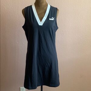 Puma V-Neck Black Dress with White Accents
